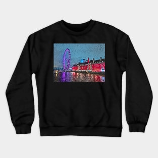 London Eye at night - painterly effect Crewneck Sweatshirt